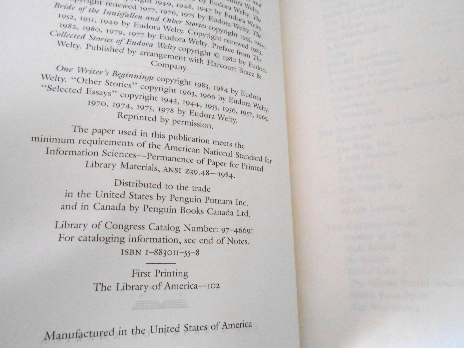 Library Of America EUDORA WELTY 2 Vol Set 1st printings 1 LOA insert- HC/SC LN