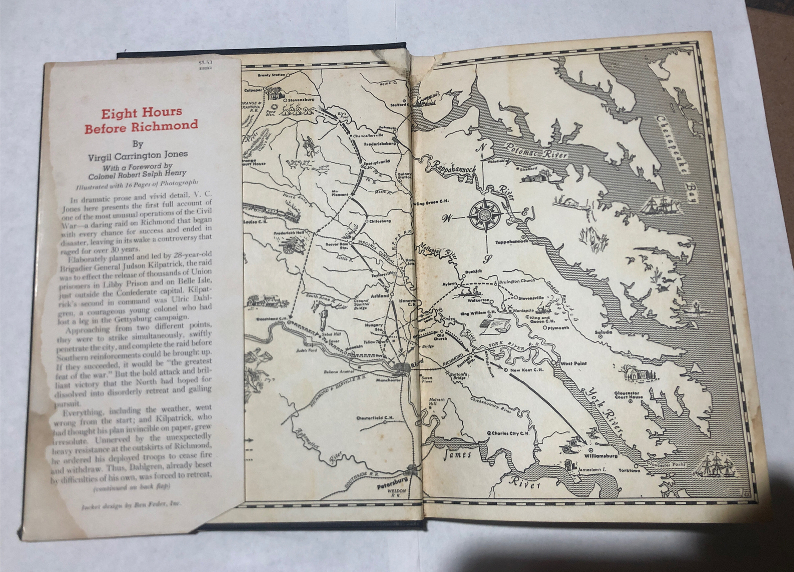 SIGNED Eight Hours Before Richmond Virgil Carrington Jones 1st Ed. DJ Civil War