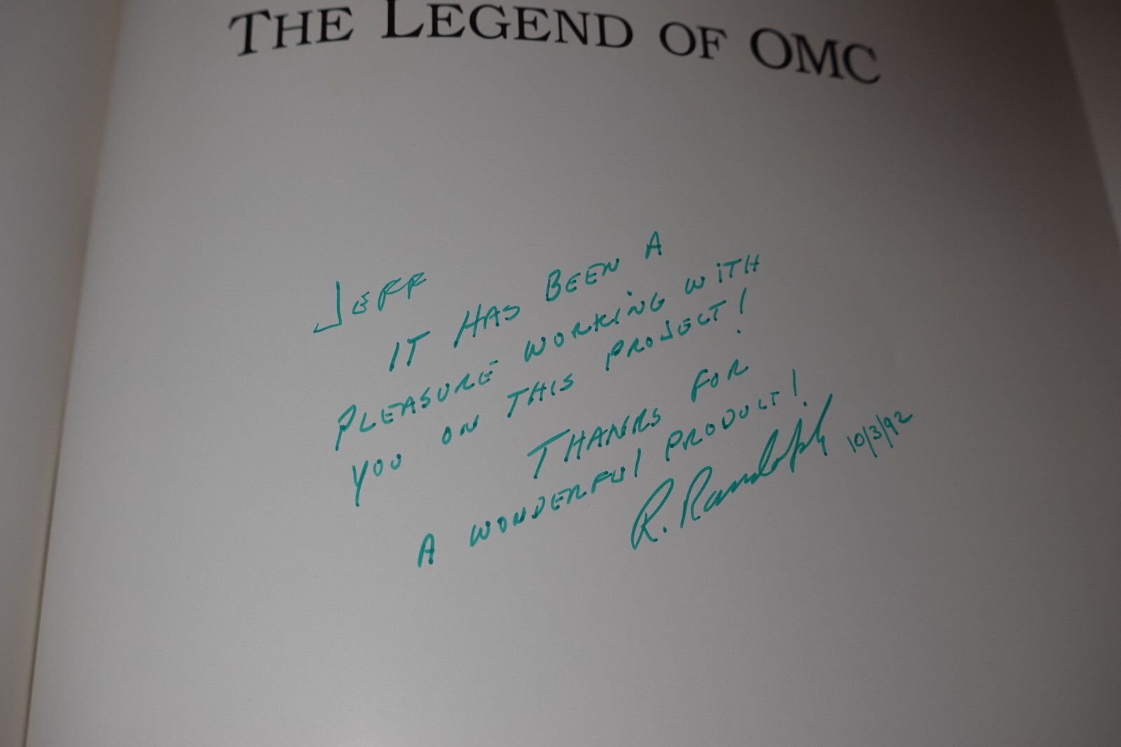 Evinrude Johnson and The Legend of OMC 1992 SIGNED Strang & Randolph Slipcase