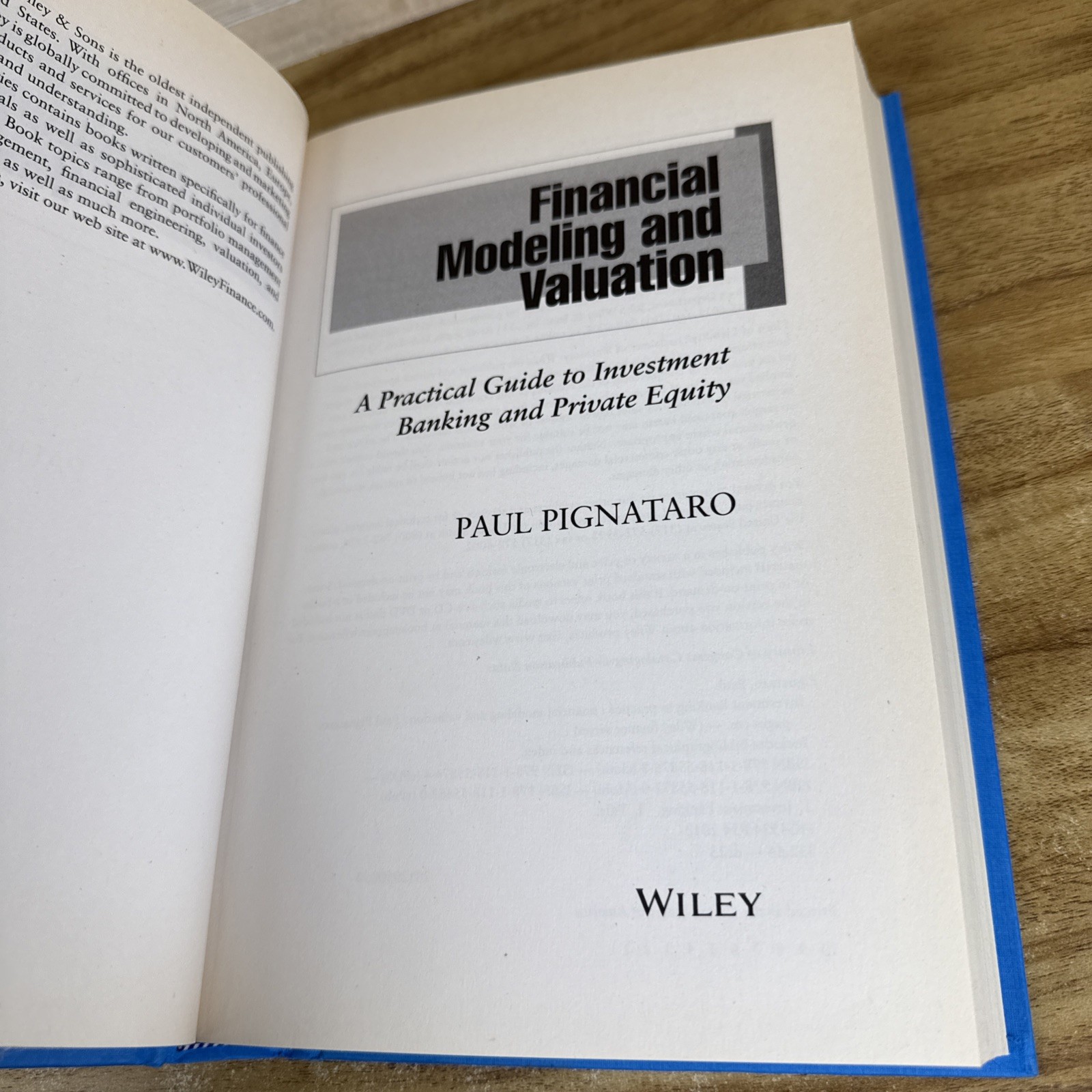 Financial Modeling and Valuation A Practical Hardcover Pignataro Paul NO JACKET