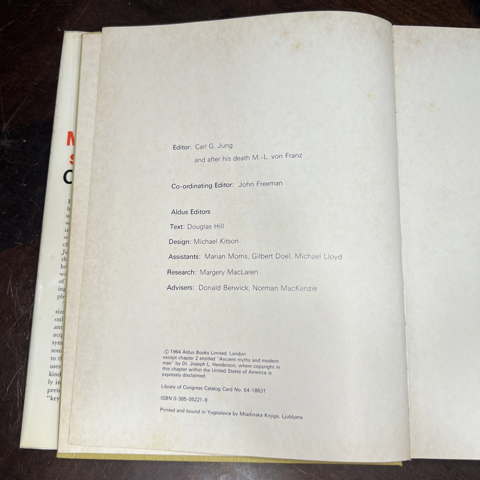Man and His Symbols – Carl G Jung 1964 HCDJ Good Printed in Yugoslavia (5-6)