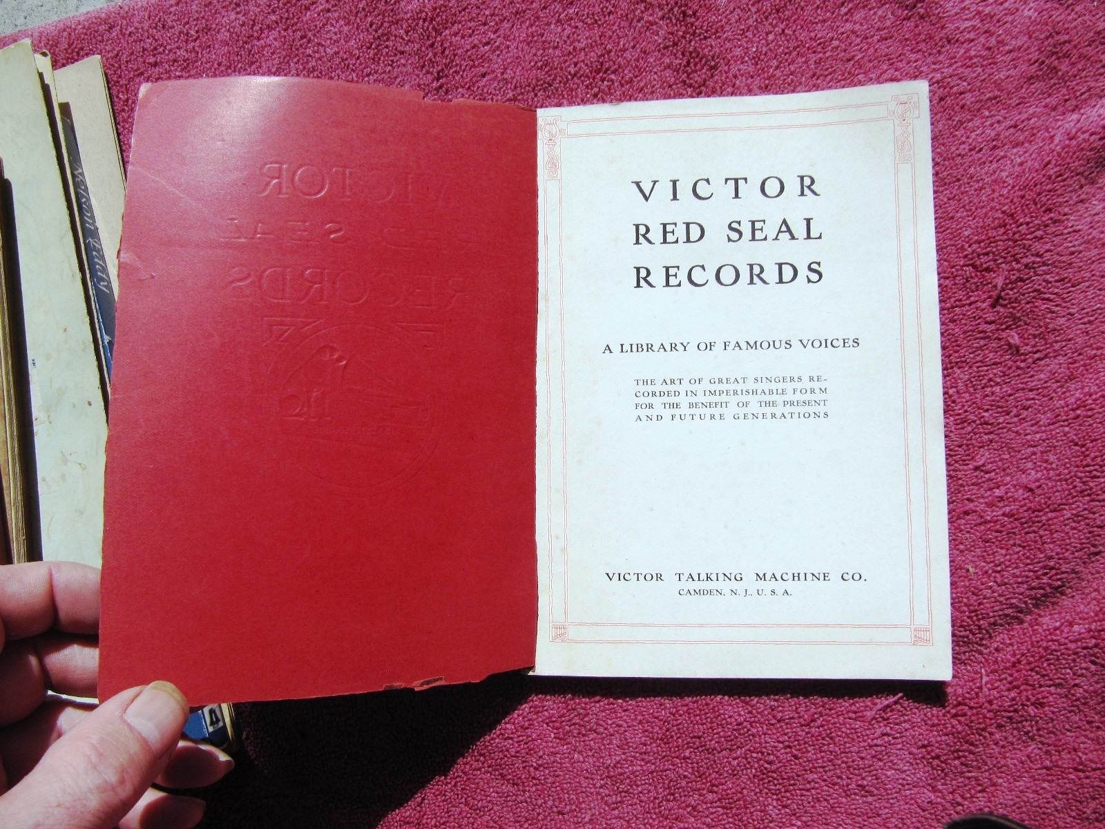 1912 VICTOR RED SEAL RECORDS Catalog A Library of Famous Voices Caruso Eames