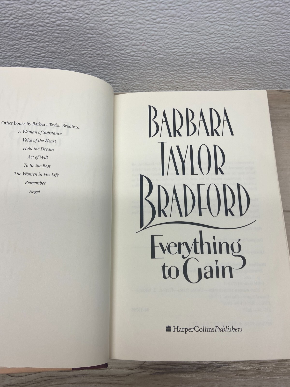 Vintage 1994 Everything To Gain First Edition Barbara Taylor Bradford Hardcover