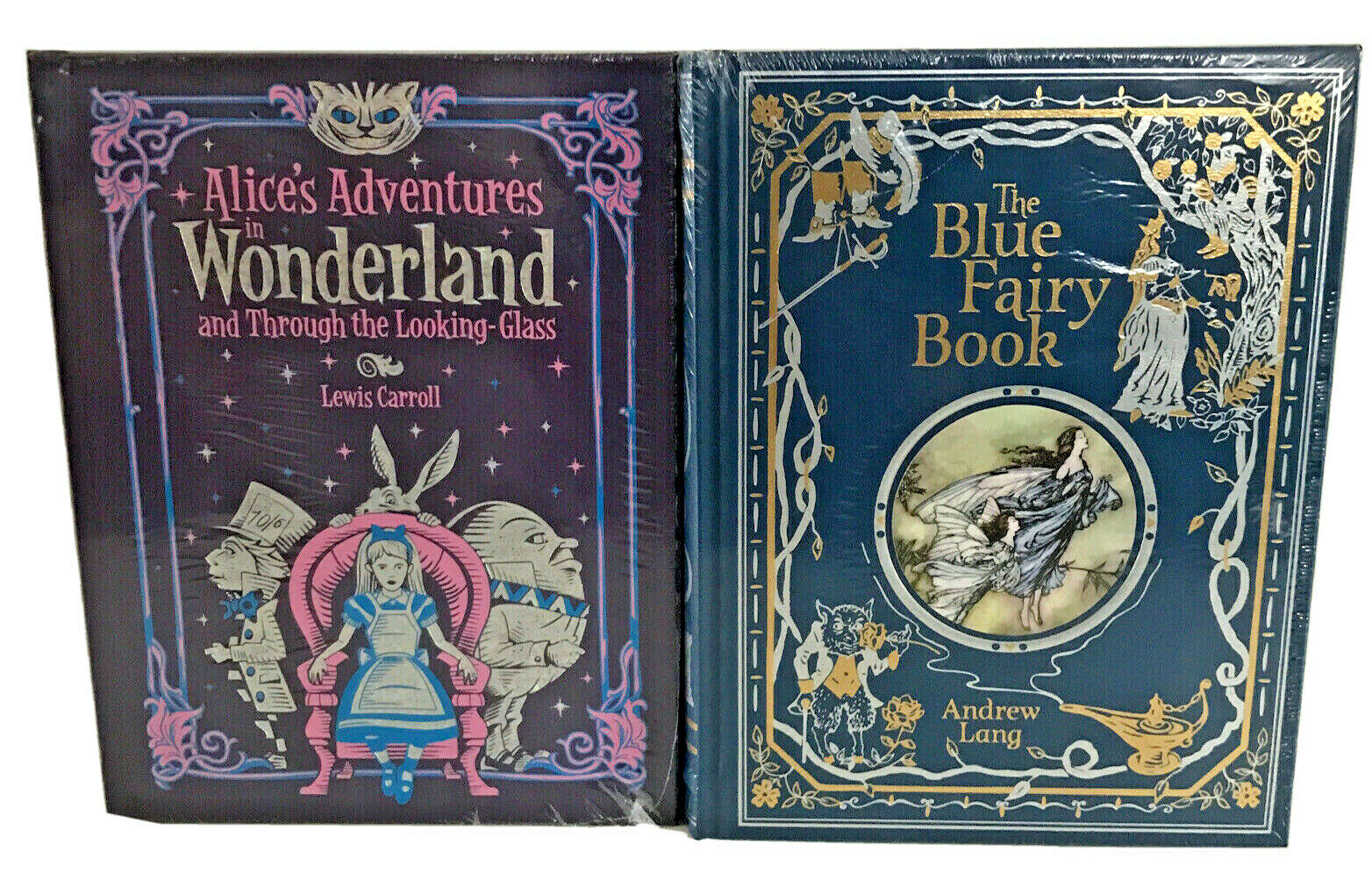❤️SET of 2 ALICE’S ADVENTURES in WONDERLAND and THE BLUE FAIRY Leather Bound NEW