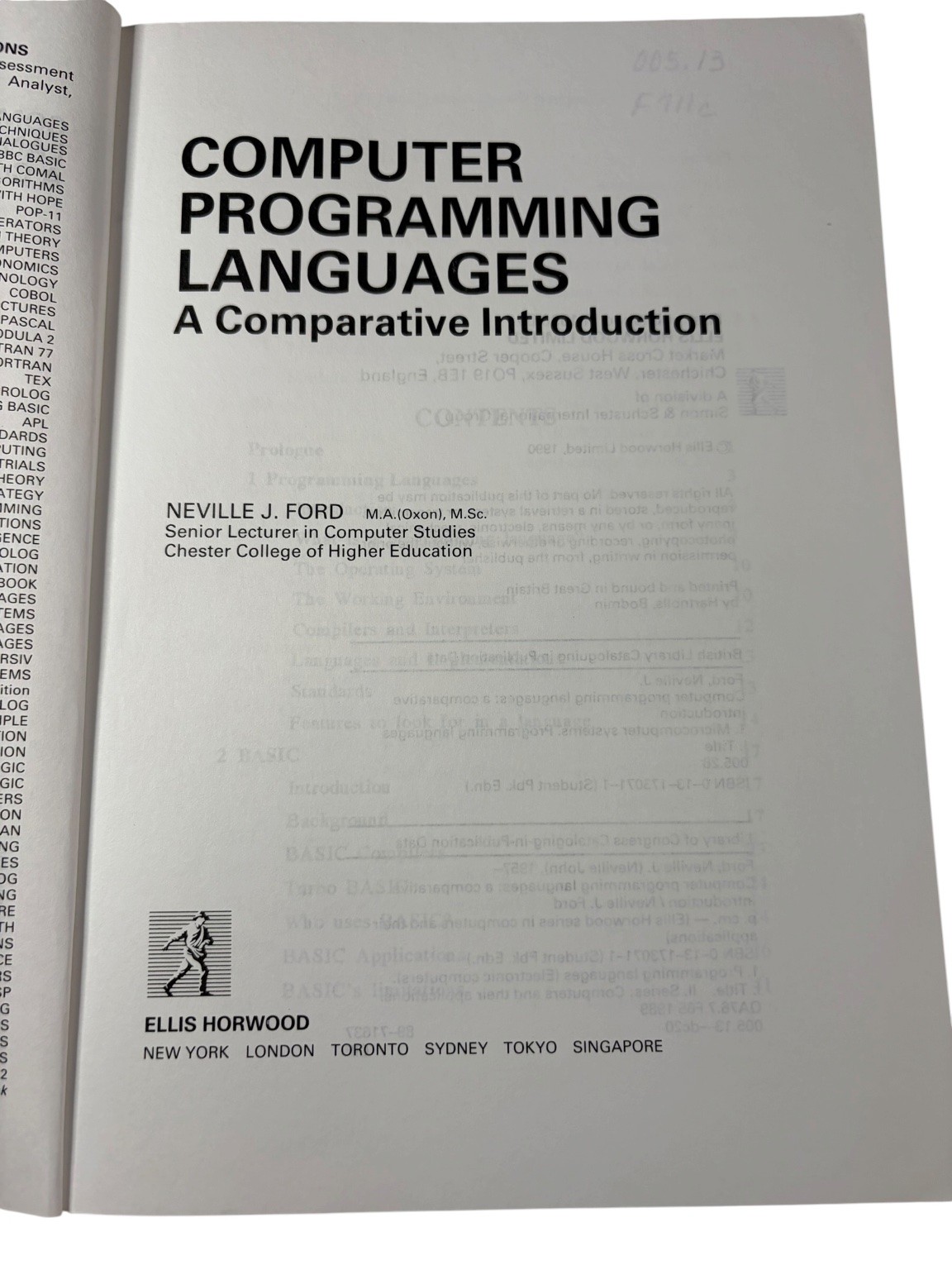 Computer Programming Languages Ford 1990 Comparative Intro Ellis Horwood