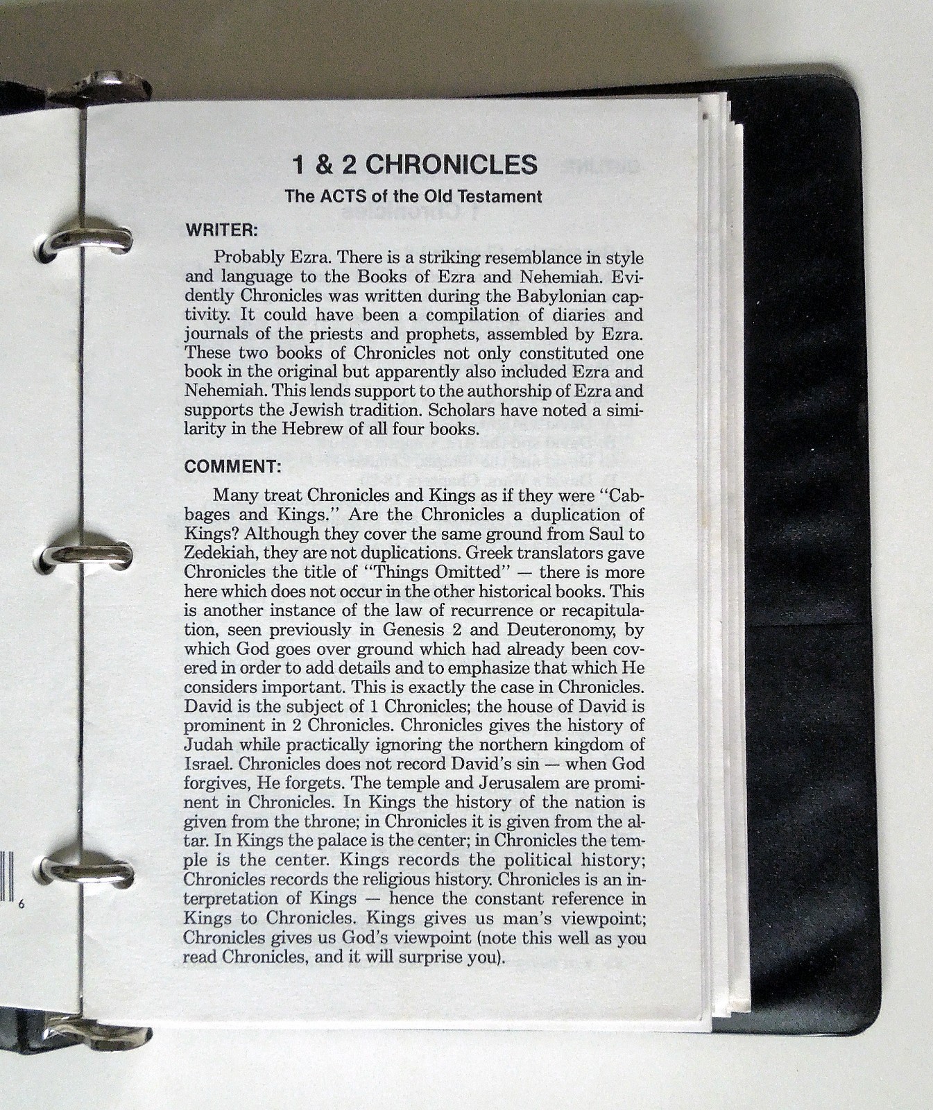 J. Vernon McGee’s Notes on the Holy Bible (partially complete, w/binder)