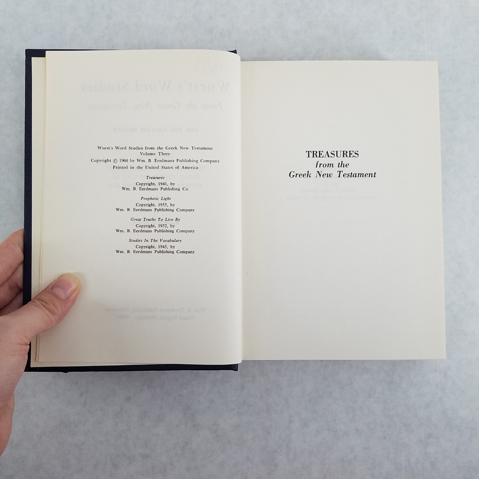 Wuest Word Studies: Vol 3 – 1966 Hardcover by Kenneth S Wuest – NO TEXT MARKS