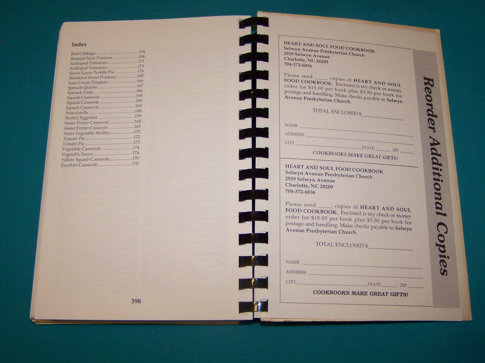 Selwyn Avenue Presbyterian Church Cookbook 1998 Charlotte NC 398 pages