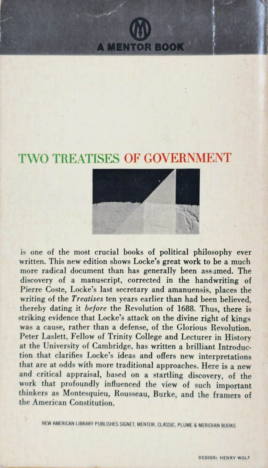Two Treatises of Government by John Locke English Paperback Book 1965