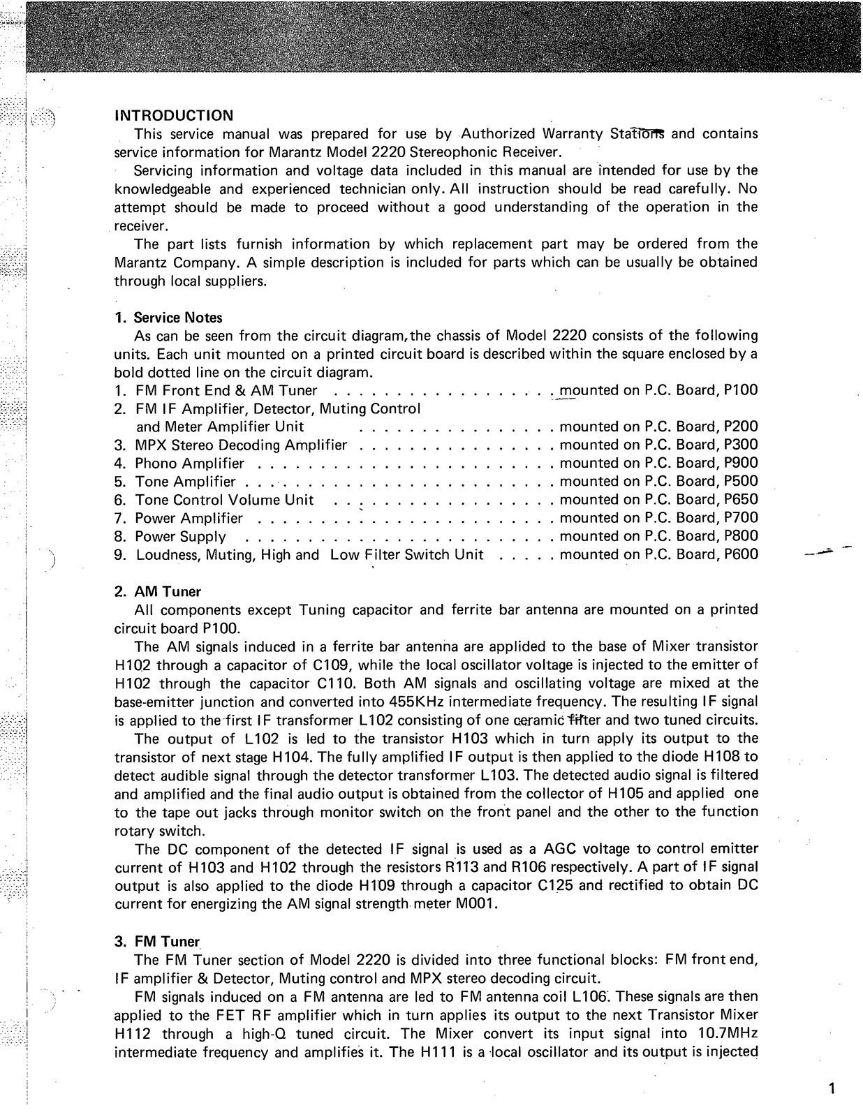 MARANTZ 2220 Service Manual – STEEL WIRE BOUND – DURABLE JACKET