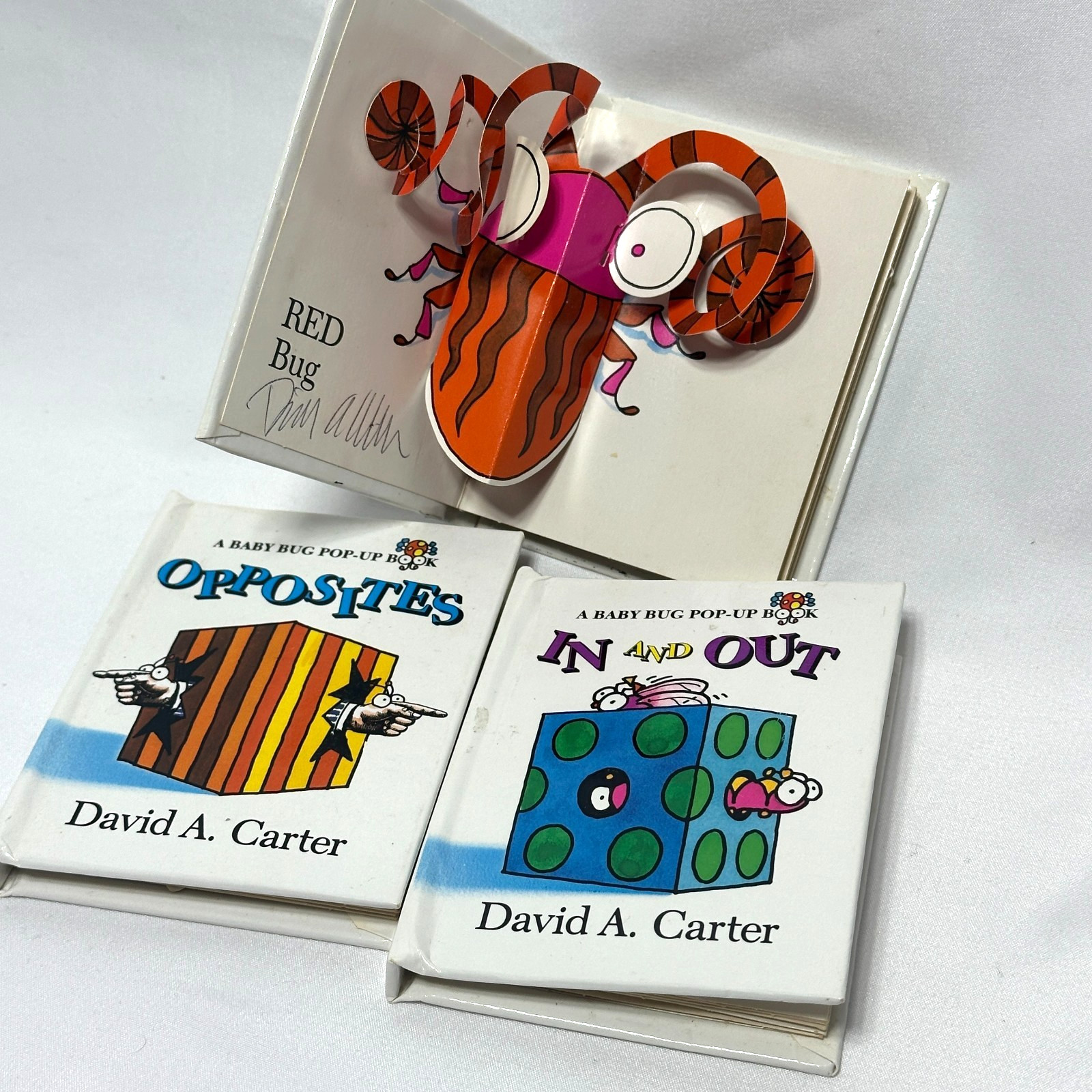 RARE 3 Pop-Up Books DAVID A CARTER 1993 Colors Opposites In and Out Mini SIGNED!