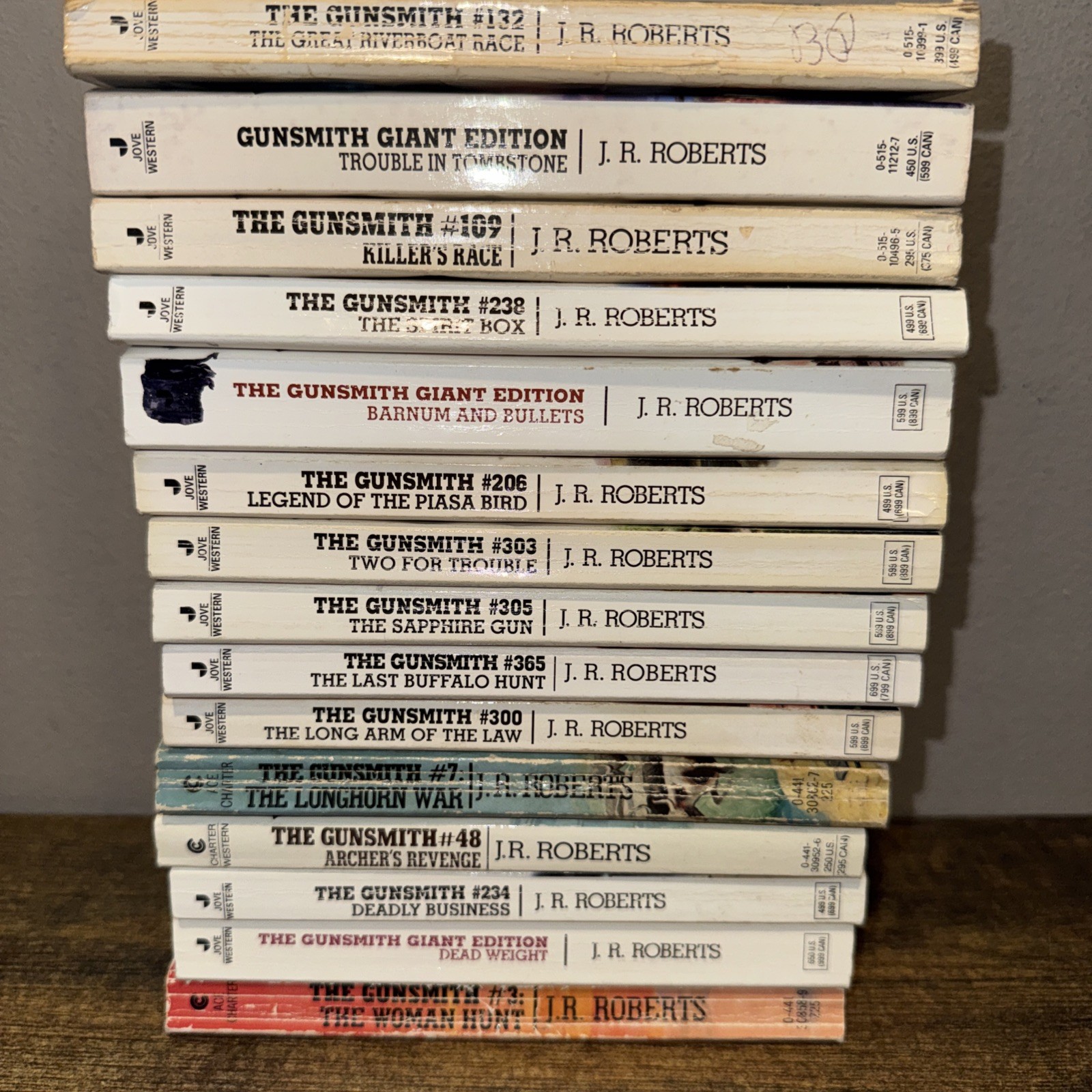 J.R. Roberts lot 15 Western paperback books Gunsmith Series 3 are Giant Editions