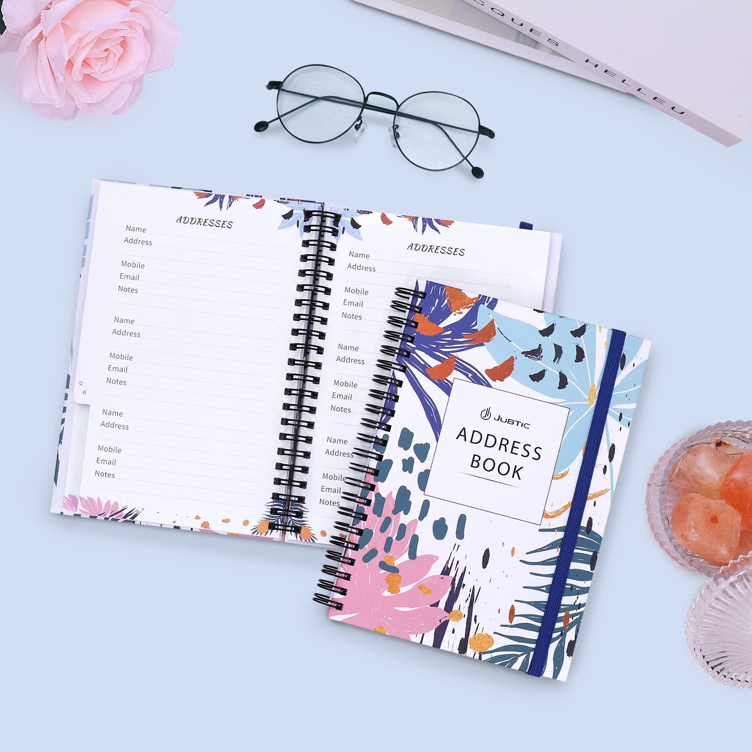 JUBTIC Address and Password Book with Alphabetical Tabs Hardcover Spiral Boun…