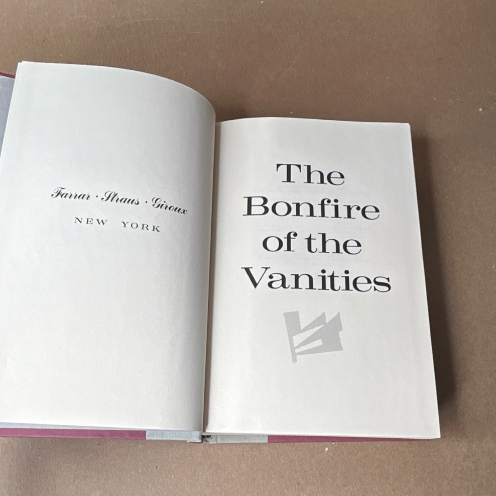 The Bonfire of the Vanities by Tom Wolfe Hardcover Farrar Straus Giroux