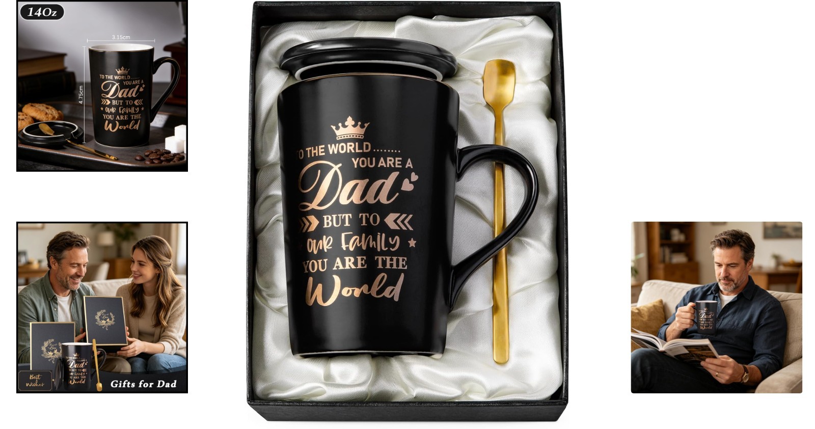 Memorable 14oz Coffee Mug for Dad – Thoughtful Father’s Day Present in Gift Box