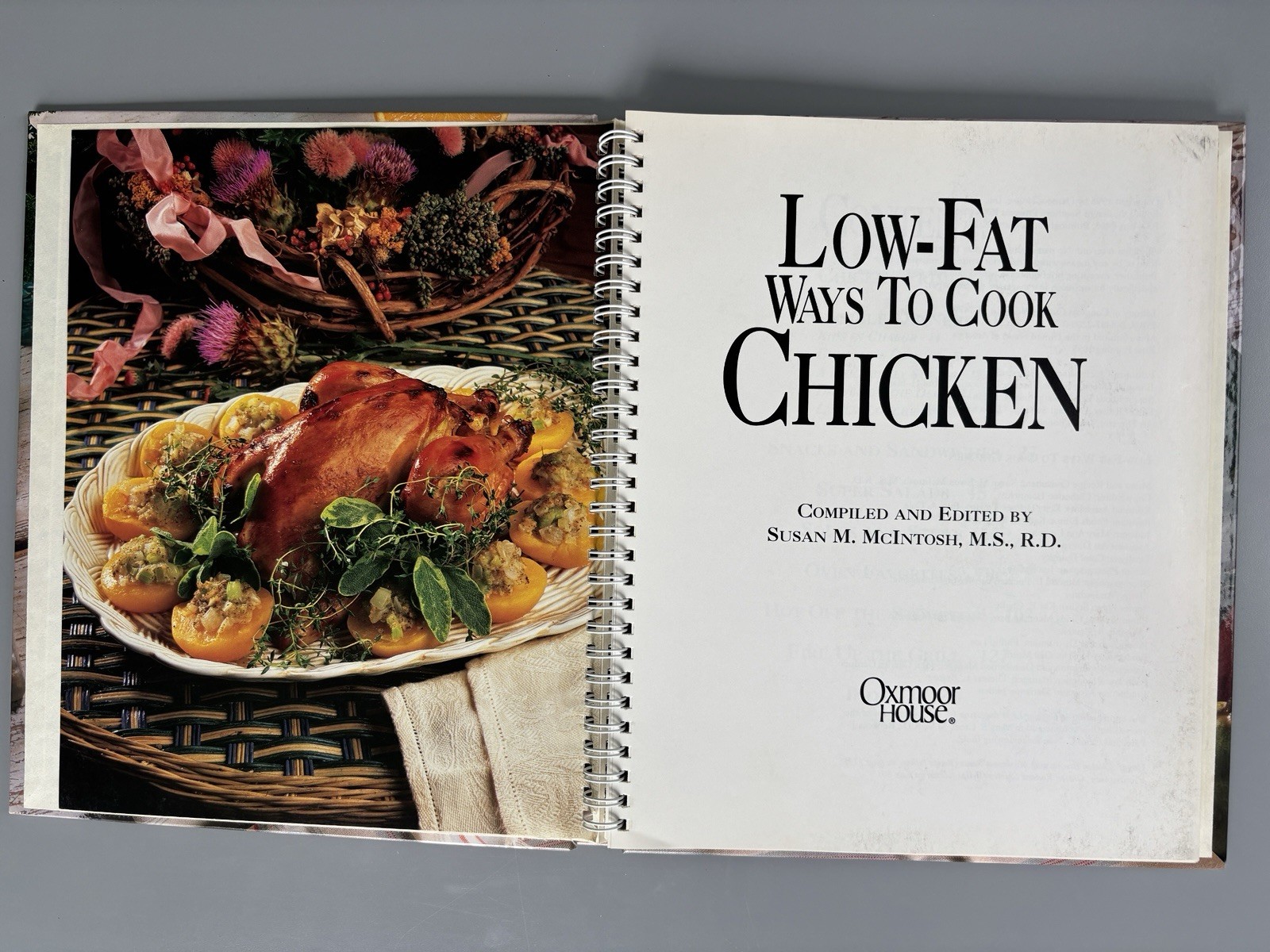 Lot of 2 Low-Fat Ways to Cook Pasta AND Chicken 1990s vtg HC Metal Spiral Bound