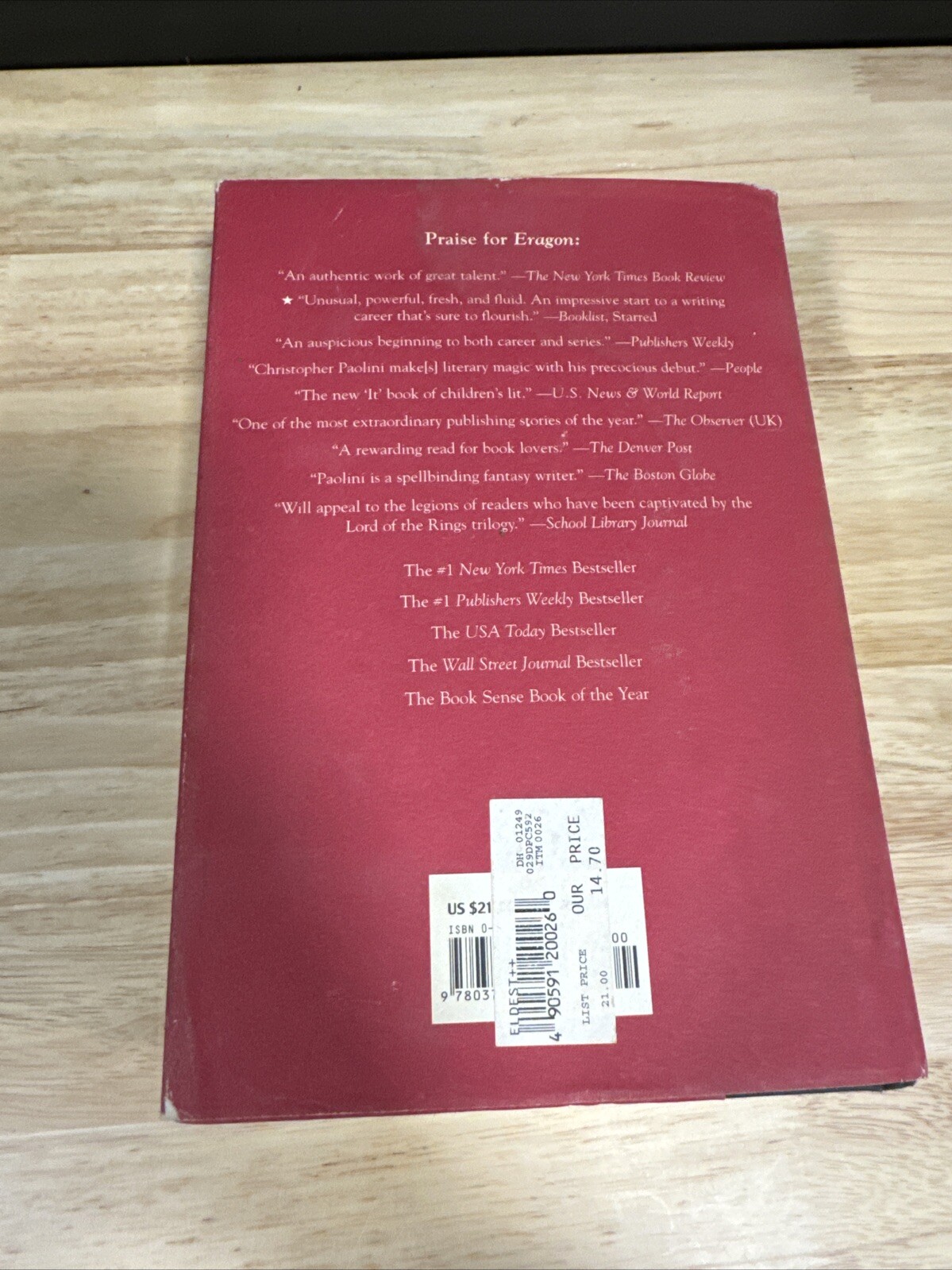Eldest : Book II by Christopher Paolini First Edition 2005 Hardcover Dust Jacket