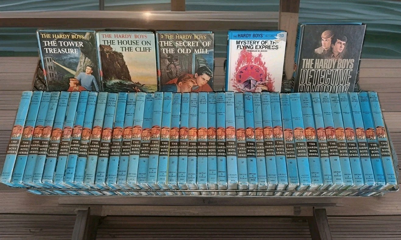 Vintage 1960s–1970s Hardy Boys Books Lot of 43 Grosset & Dunlap Blue Spine