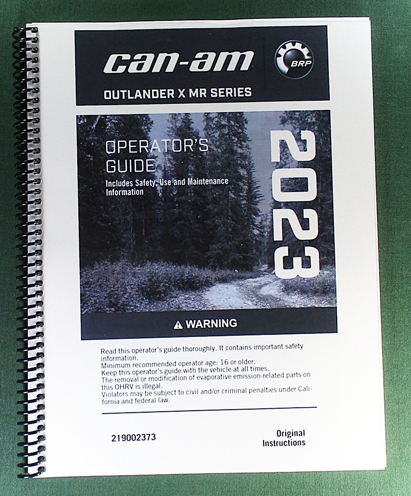 2023 Can-Am Outlander 700X MR Owner’s Manual: 356 Pages & Protective Covers