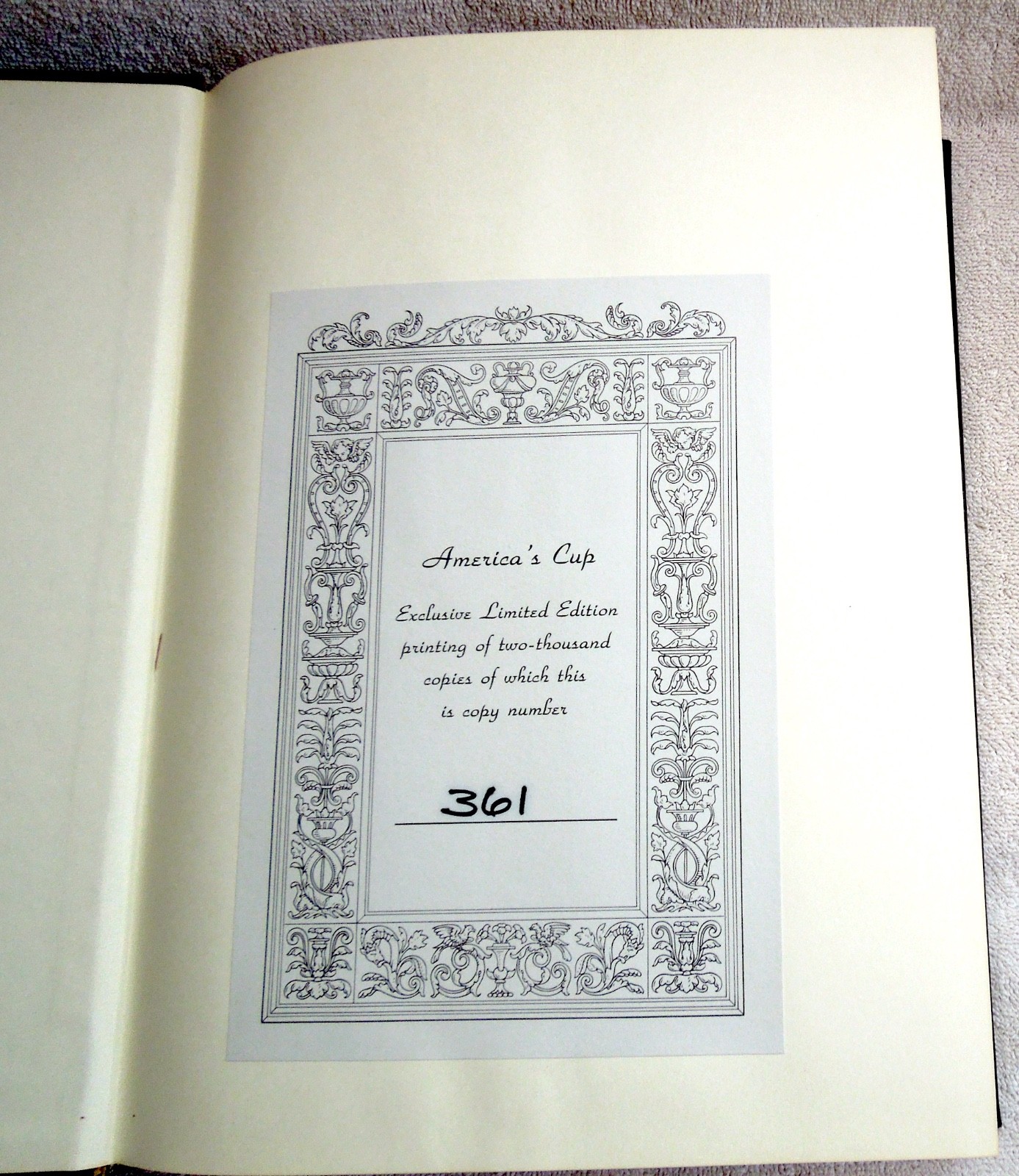 * Ltd Ed 361 of 2000* AMERICA’S CUP BOOK 1851-1983 Rousmaniere*Yacht*FREE SHIP*