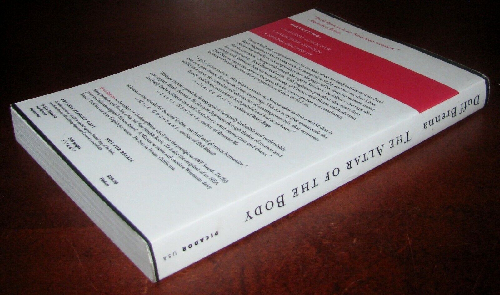 Altar of the Body Duff Brenna ARC Advance Uncorrected Proof Picador Fiction