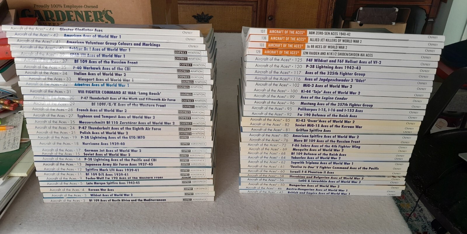 Lot of 62 Osprey Aircraft of the Aces Series, 1st printings, soft covers WW1 WW2