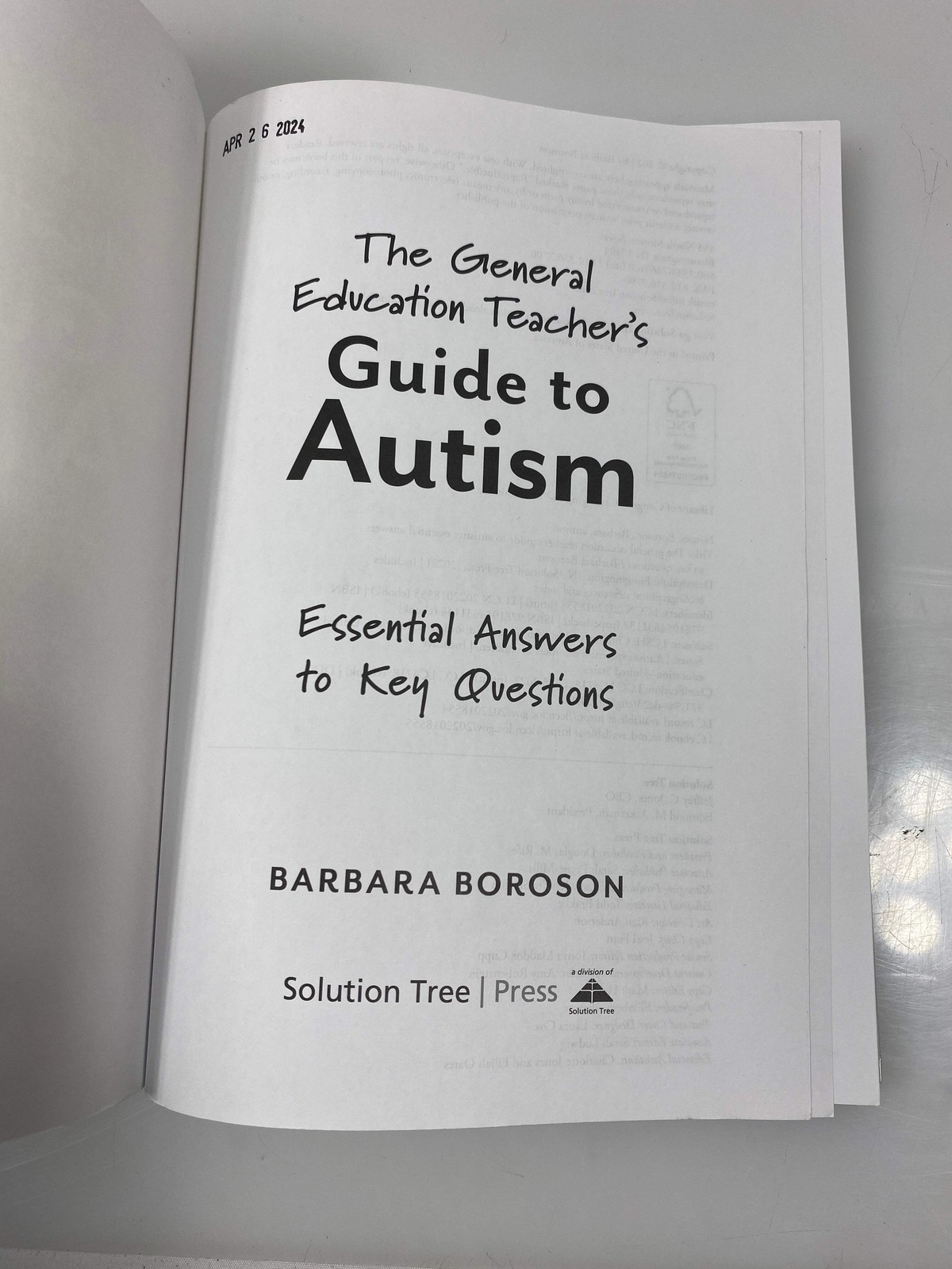 The General Education Teacher’s Guide to Autism by Boroson Ex-library 2022 SC