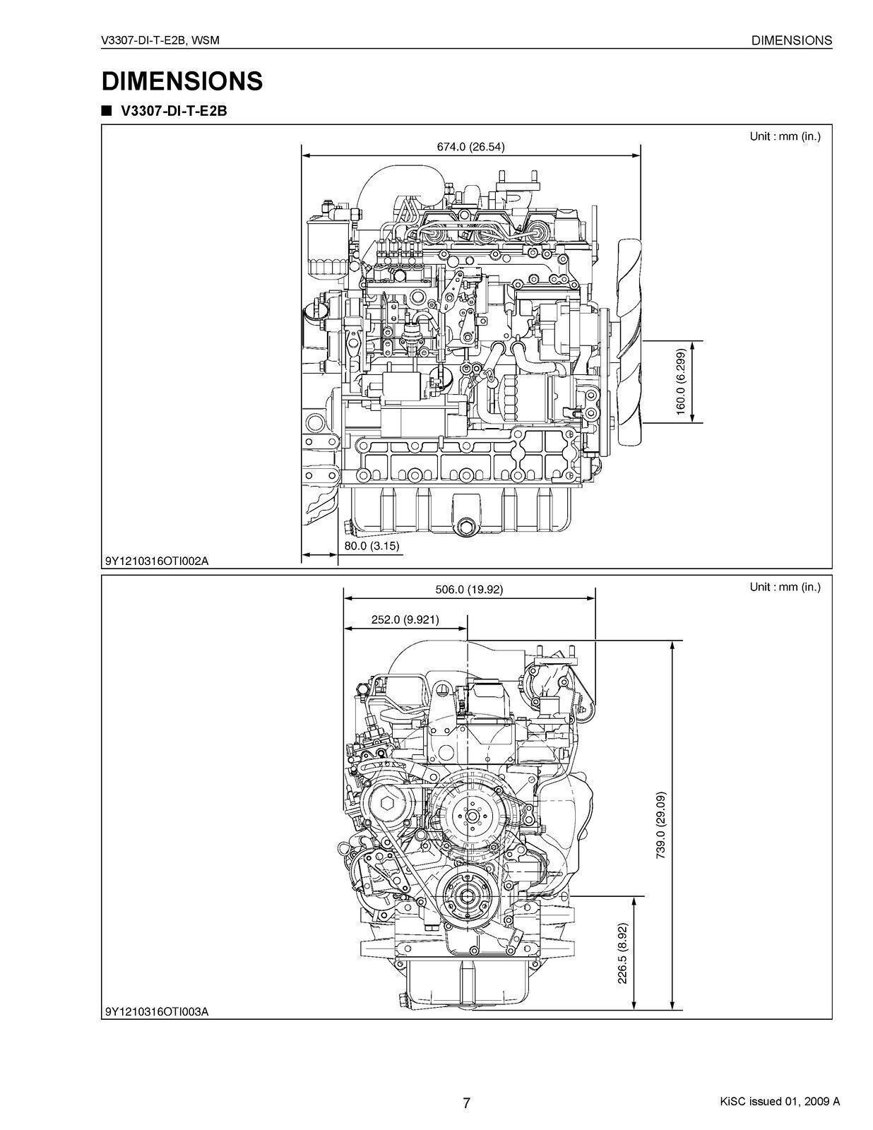 KUBOTA V3307 DIESEL ENGINE V3307-DI-T-E2B WORKSHOP MANUAL EXTRA-DUTY BOUND, COVE