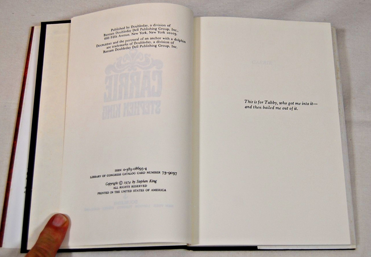 Carrie By Stephen King Hardcover 1974 1st Edition W/ Dust Jacket Doubleday
