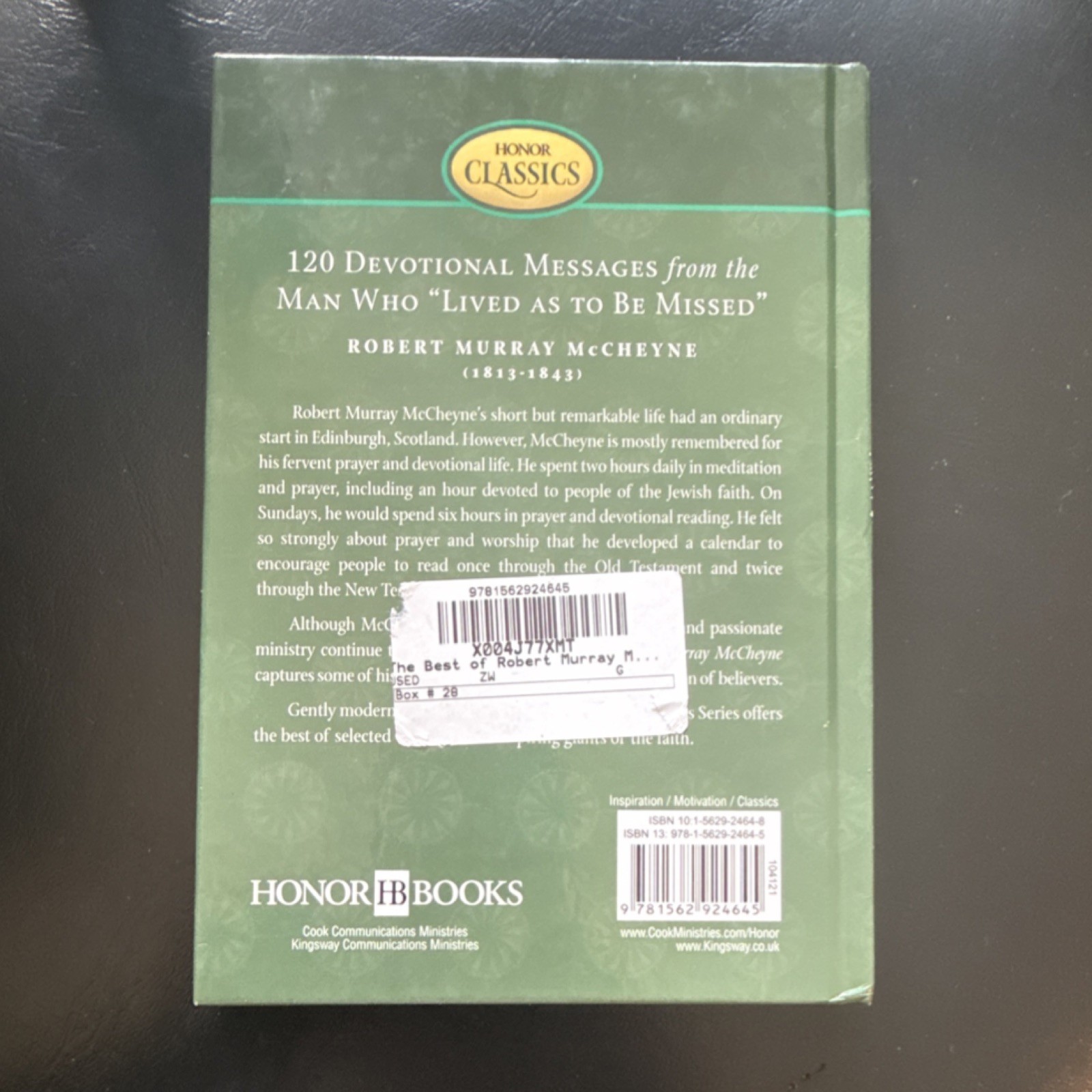 Cook, David C. Best of Robert Murray McCheyne 120 Devotions HC 2006 Honor Class…