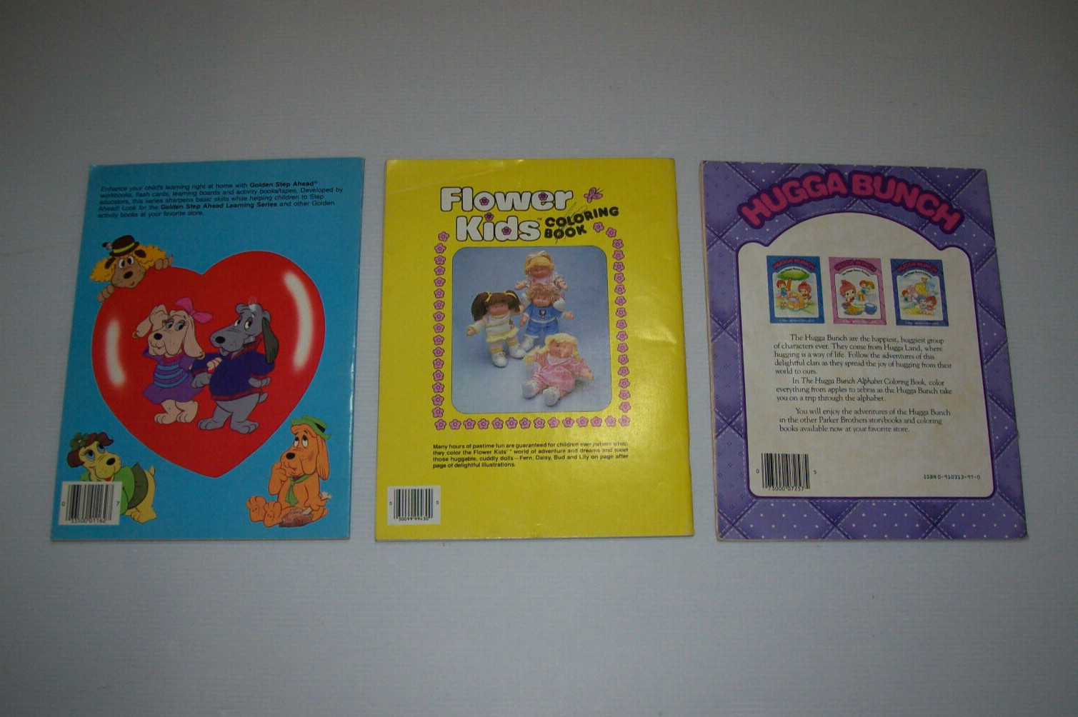 Lot of Vintage 1980s Coloring Books: HUGGA BUNCH, Pound Puppies, Flower Kids