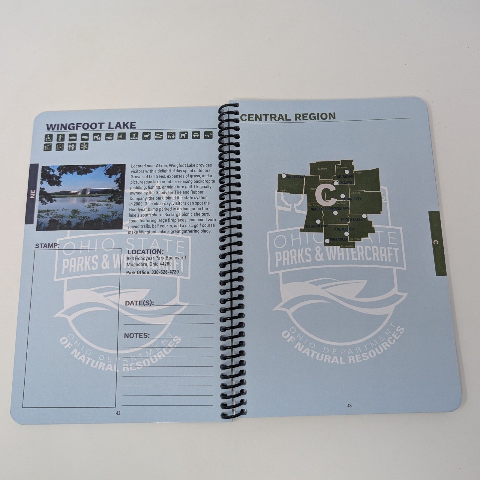 Ohio State Parks Park Passport Guide 2023 Journal Spiral Bound ODNR Stickers