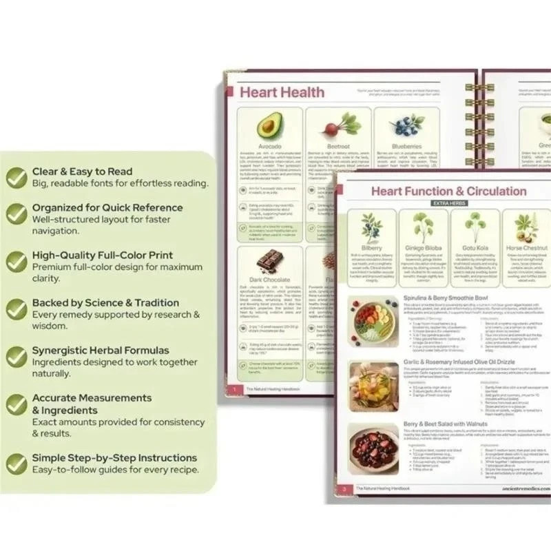 The Natural Healing Handbook-Herbal Remedies Guide (Spiral-Bound, Informational)
