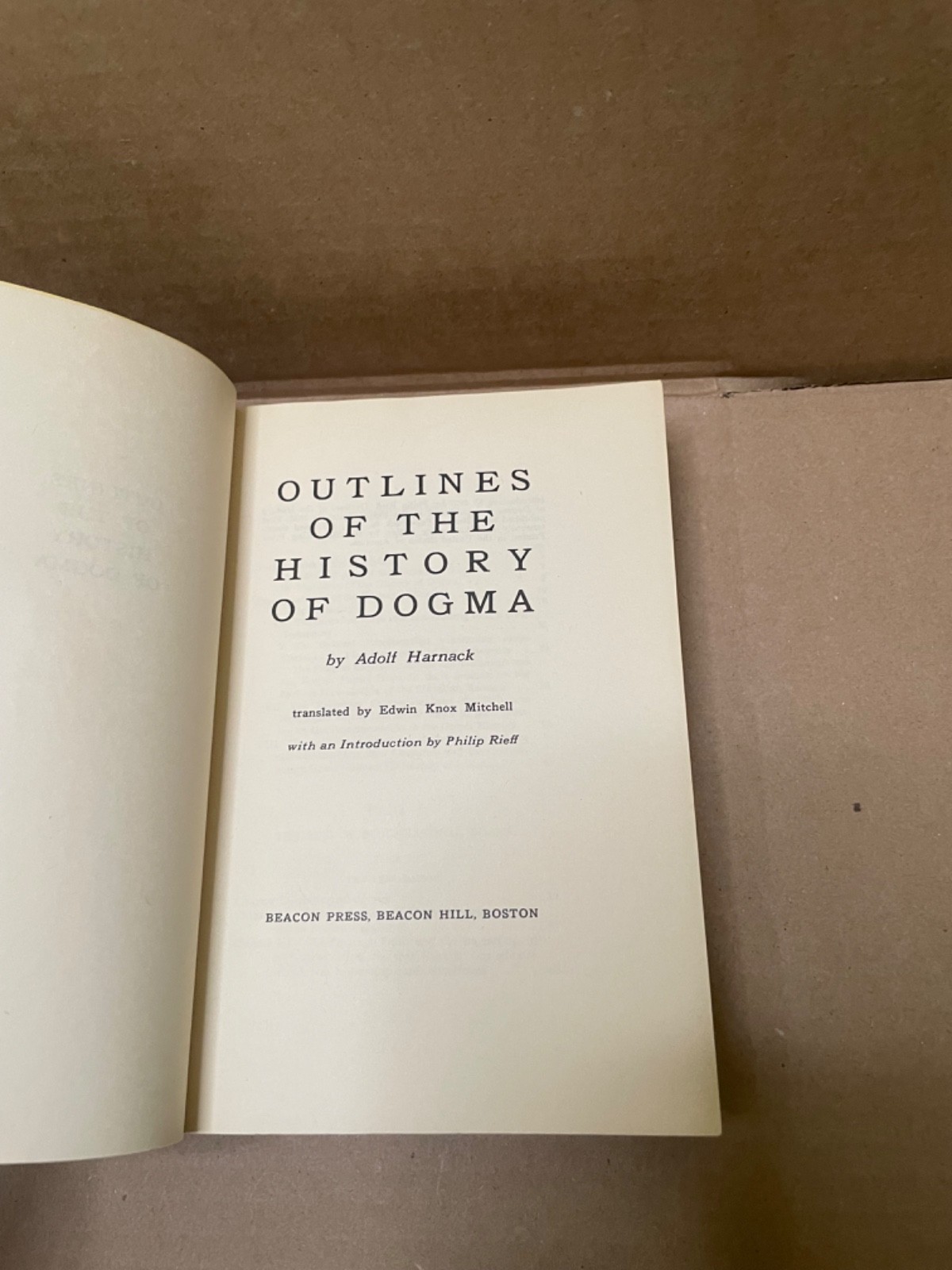 OUTLINES OF THE HISTORY OF DOGMA – ADOLF HARNACK – BEACON PRESS – 1957