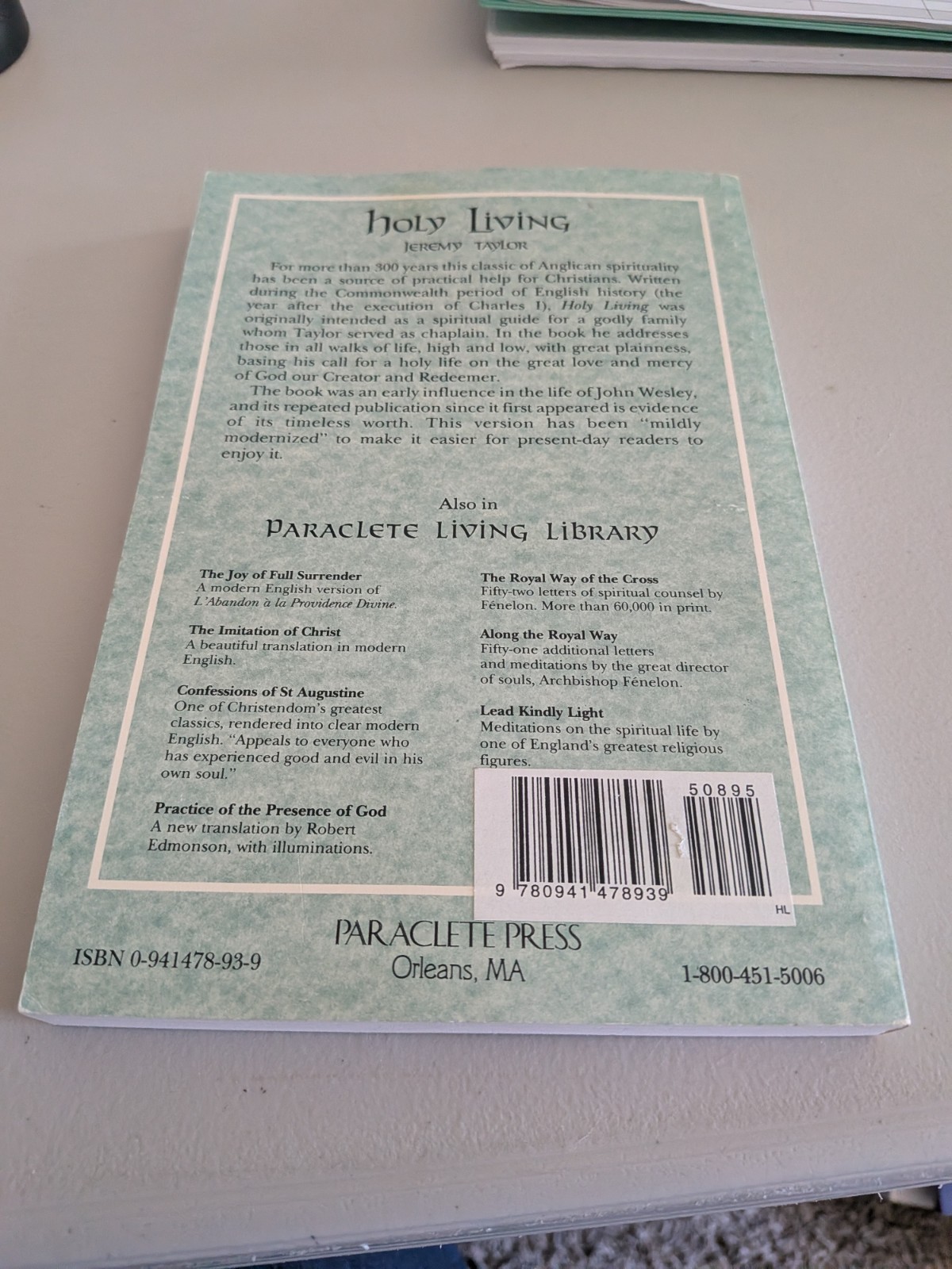Holy Living, Jeremy Taylor, Paraclete Living Library, PB, Ed H Helms, Very Good