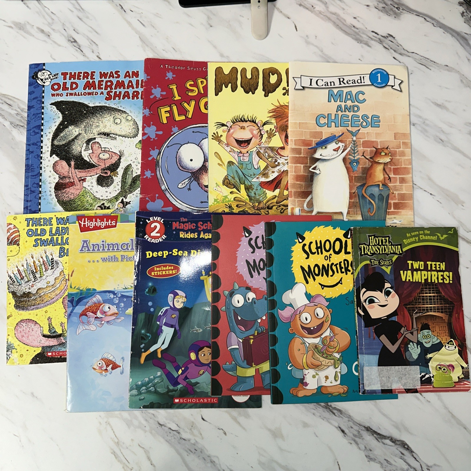 Lot Of 10 Paperback Books Children’s Preschool Mixed Titles Old Lady, Fly Guy…