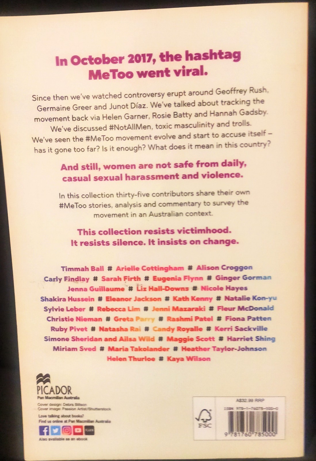 #METOO Stories from the Australian movement. Pan MacMillan. As New. Free AU Post