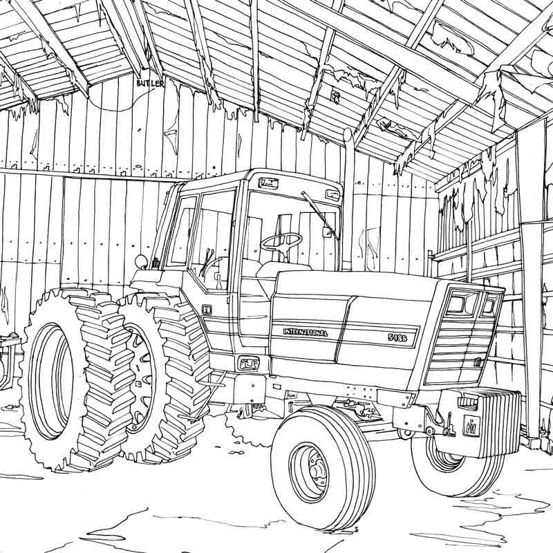 Art of the Tractor Coloring Book with 80 pages.