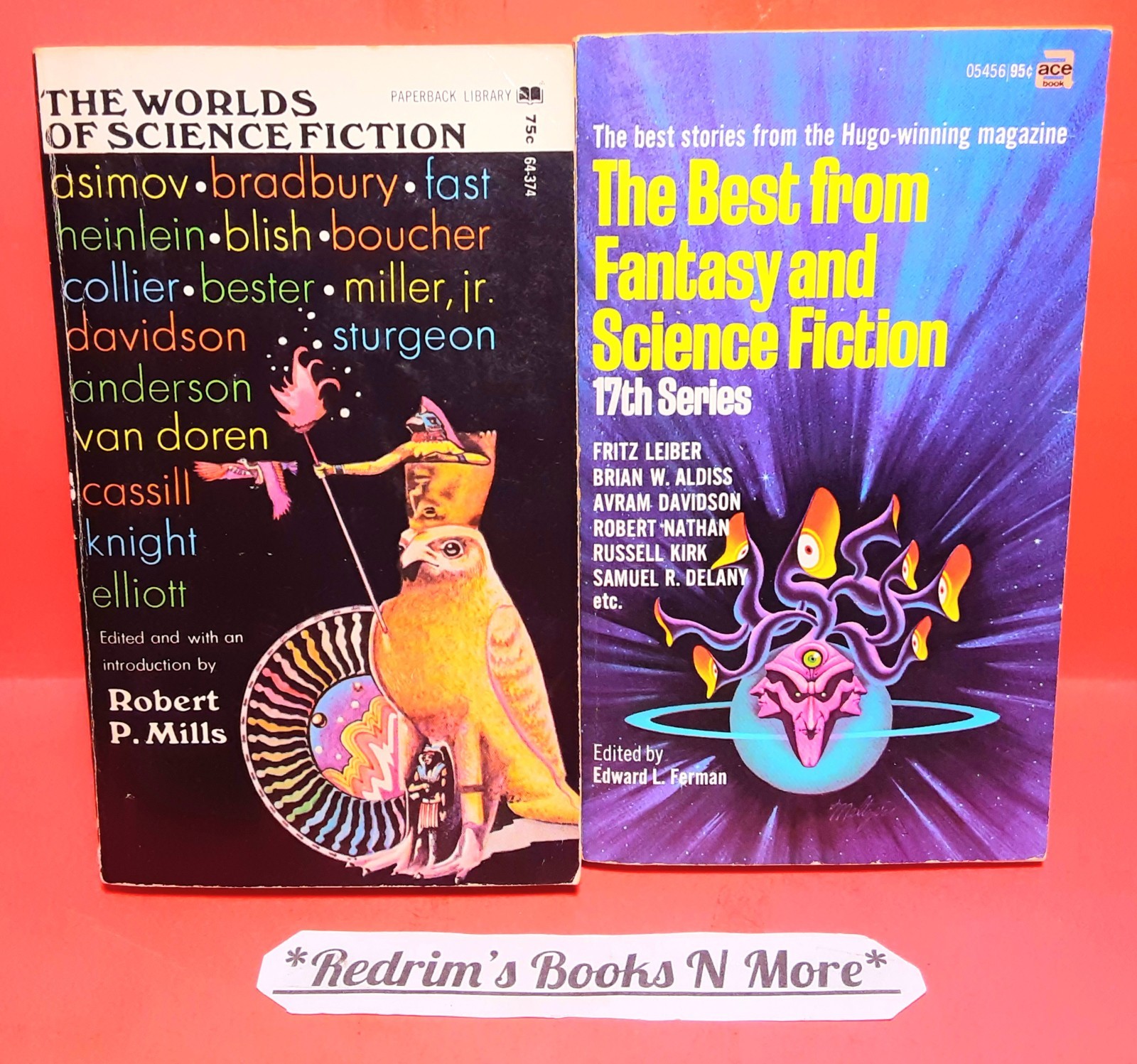 Lot Of 2 Vintage Sci-Fi Compilation Books Ray Bradbury Robert Mills More