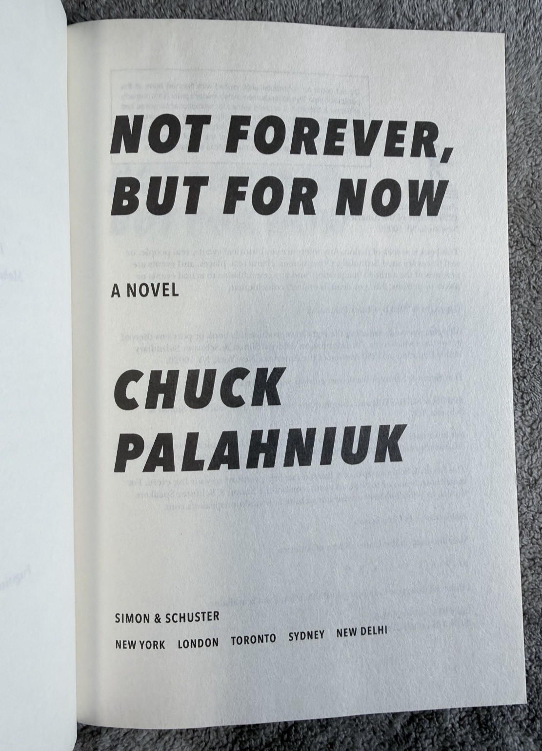 Not Forever But for Now 2023 Palahniuk ARC 1st Edition Uncorrected Proof