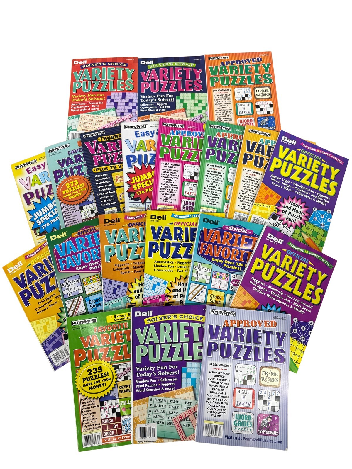 Lot of 50 Unsorted Variety Puzzle Books No Duplicates Dell Penny Press