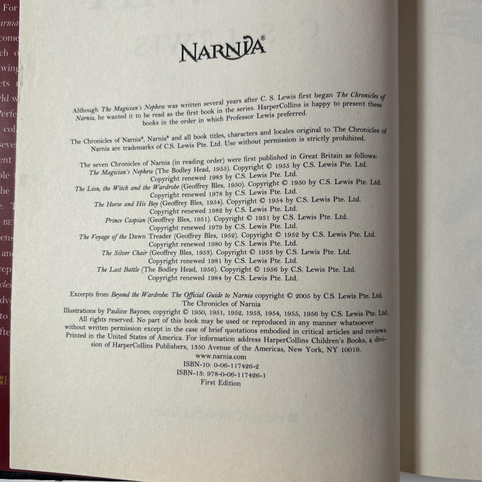 The Chronicles of Narnia Hardcover C.S. Lewis Signature Edition Book With Map