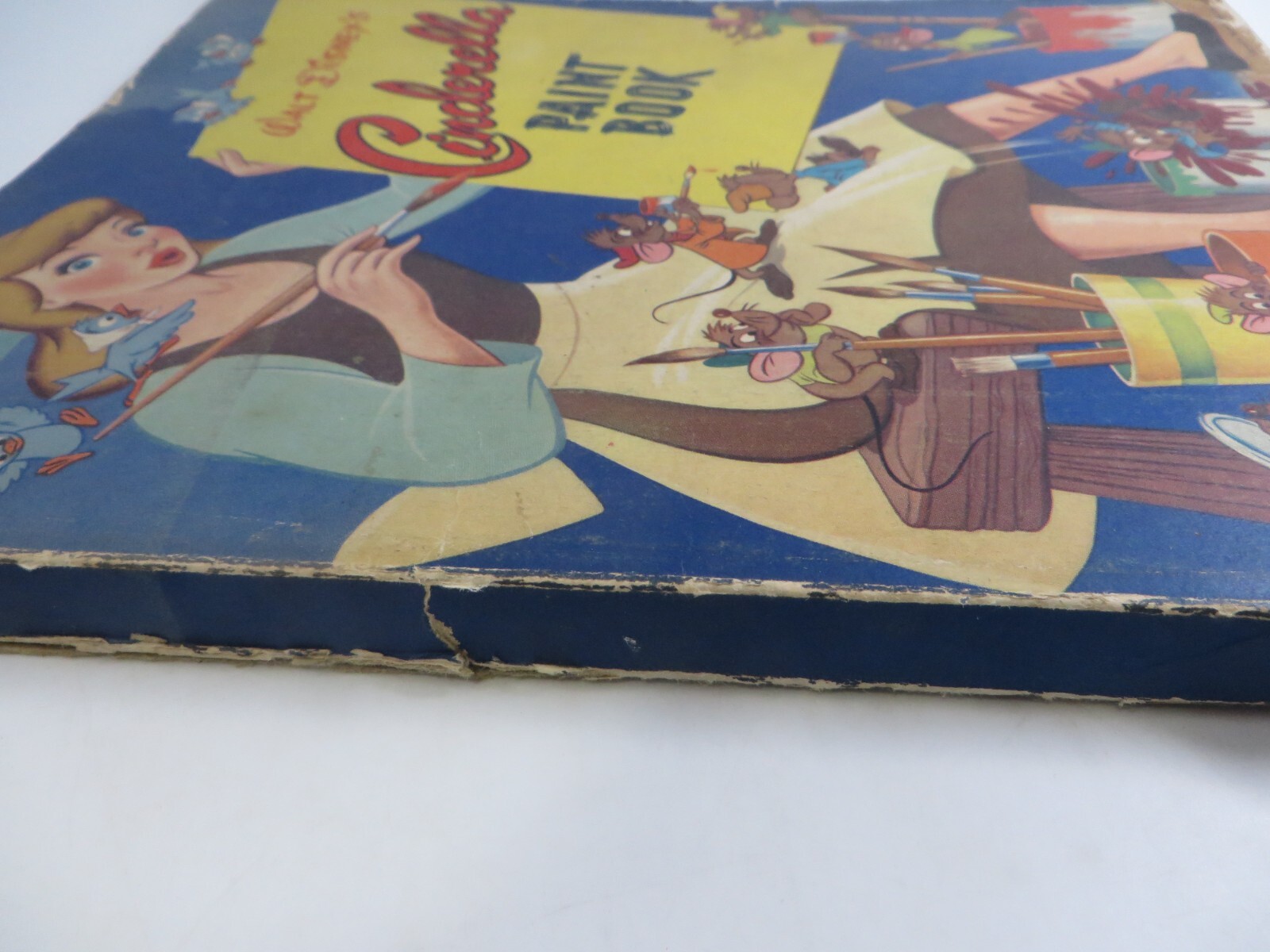 Vintage 1950 Walt Disney CINDERELLA Paint Coloring Book Whitman Publishing RARE