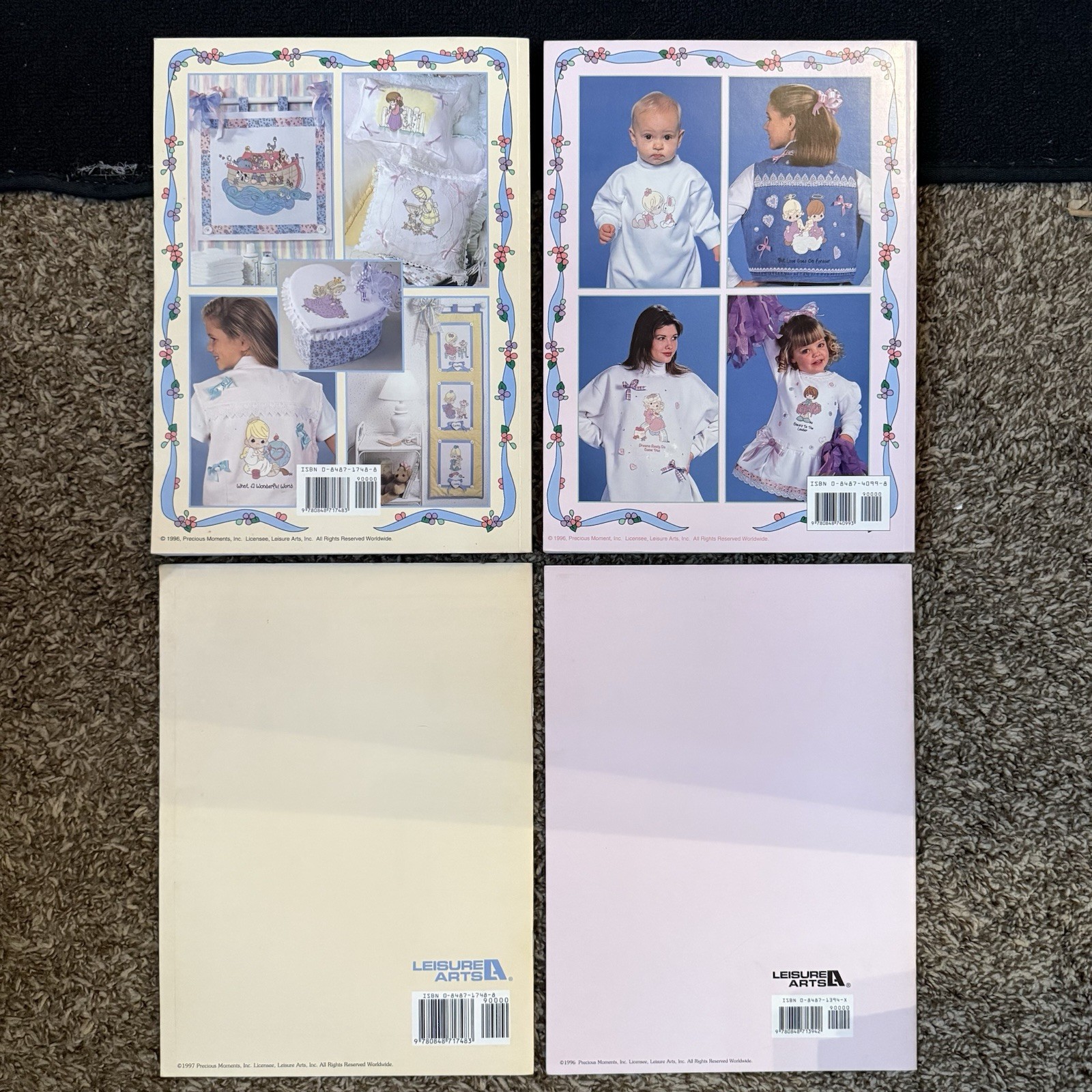VINTAGE Precious Moments Iron-On Transfer Books (Lot of 4) Leisure Arts 1996