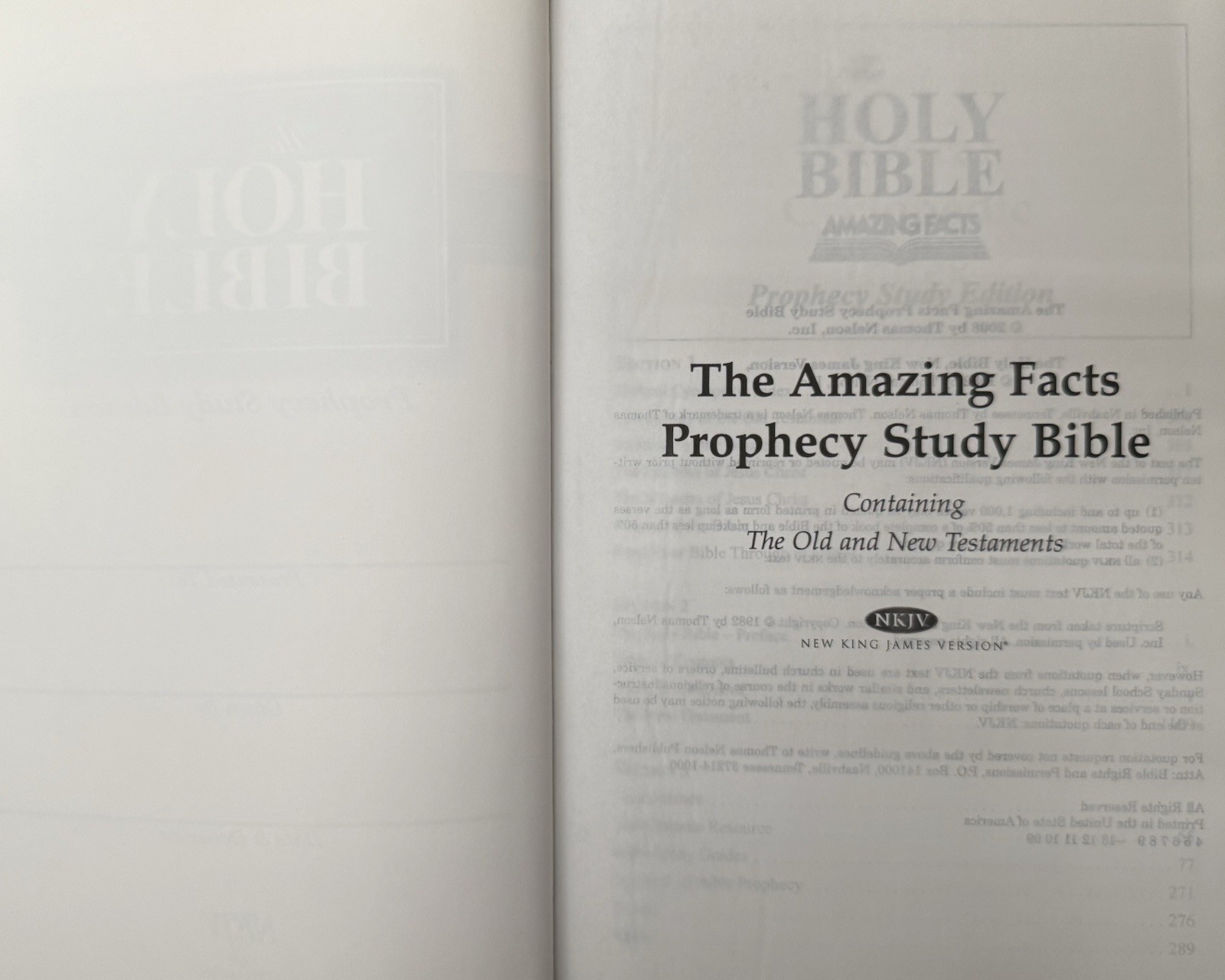 The Holy Bible Prophecy Study Edition NKJV 2008 Thomas Nelson HC