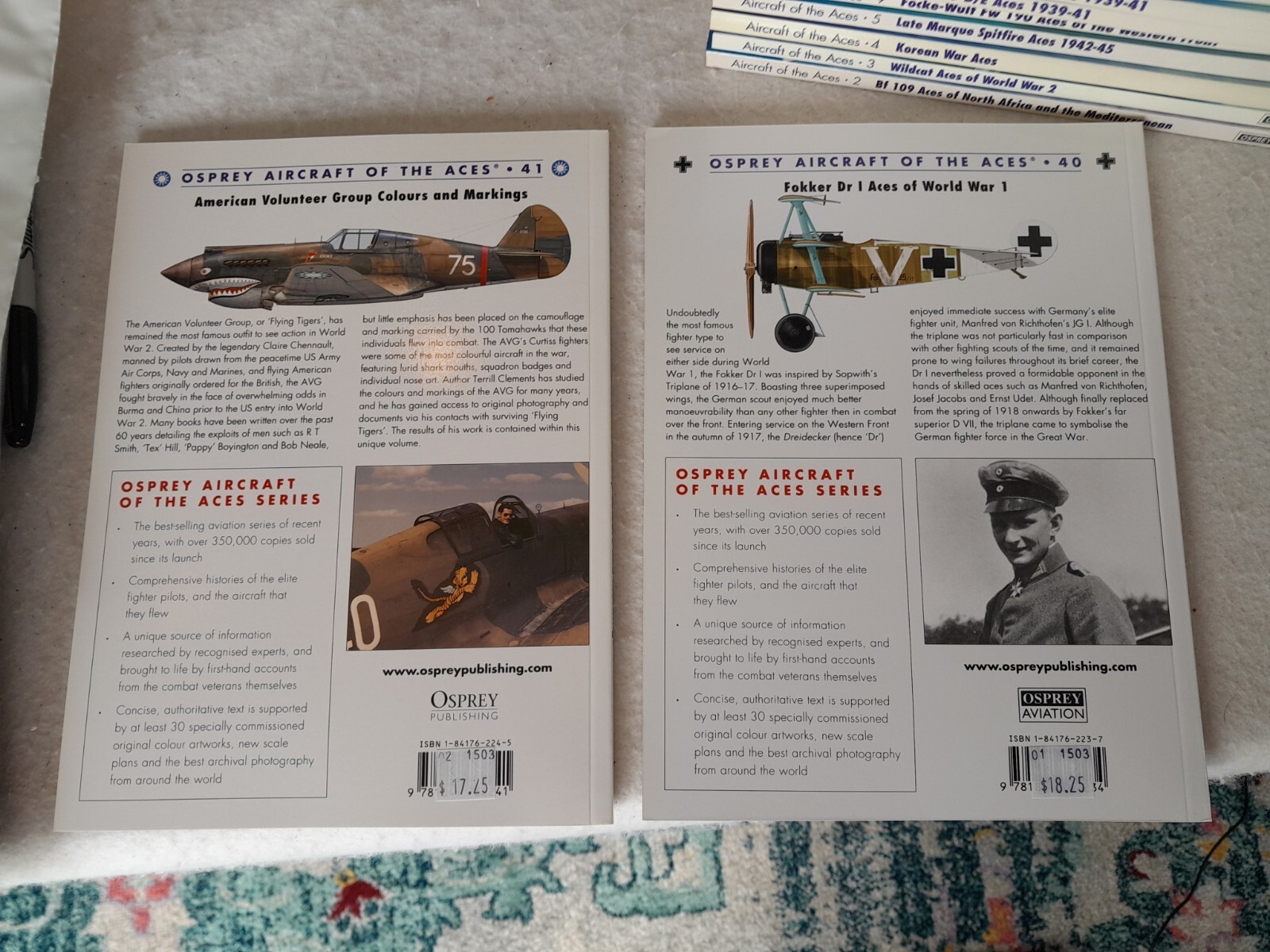 Lot of 62 Osprey Aircraft of the Aces Series, 1st printings, soft covers WW1 WW2