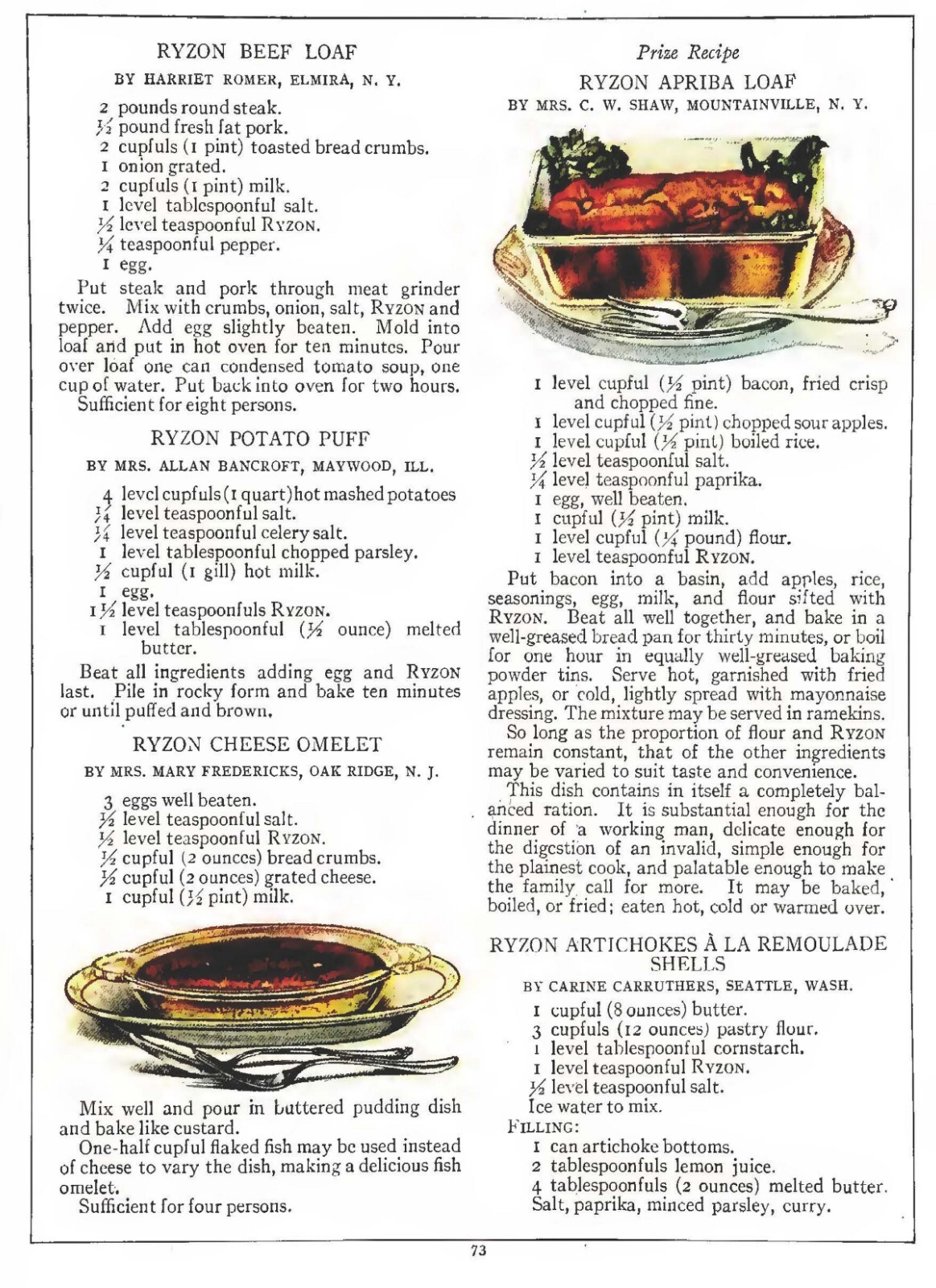 1917 Ryzon baking Cook Book 84 Pages