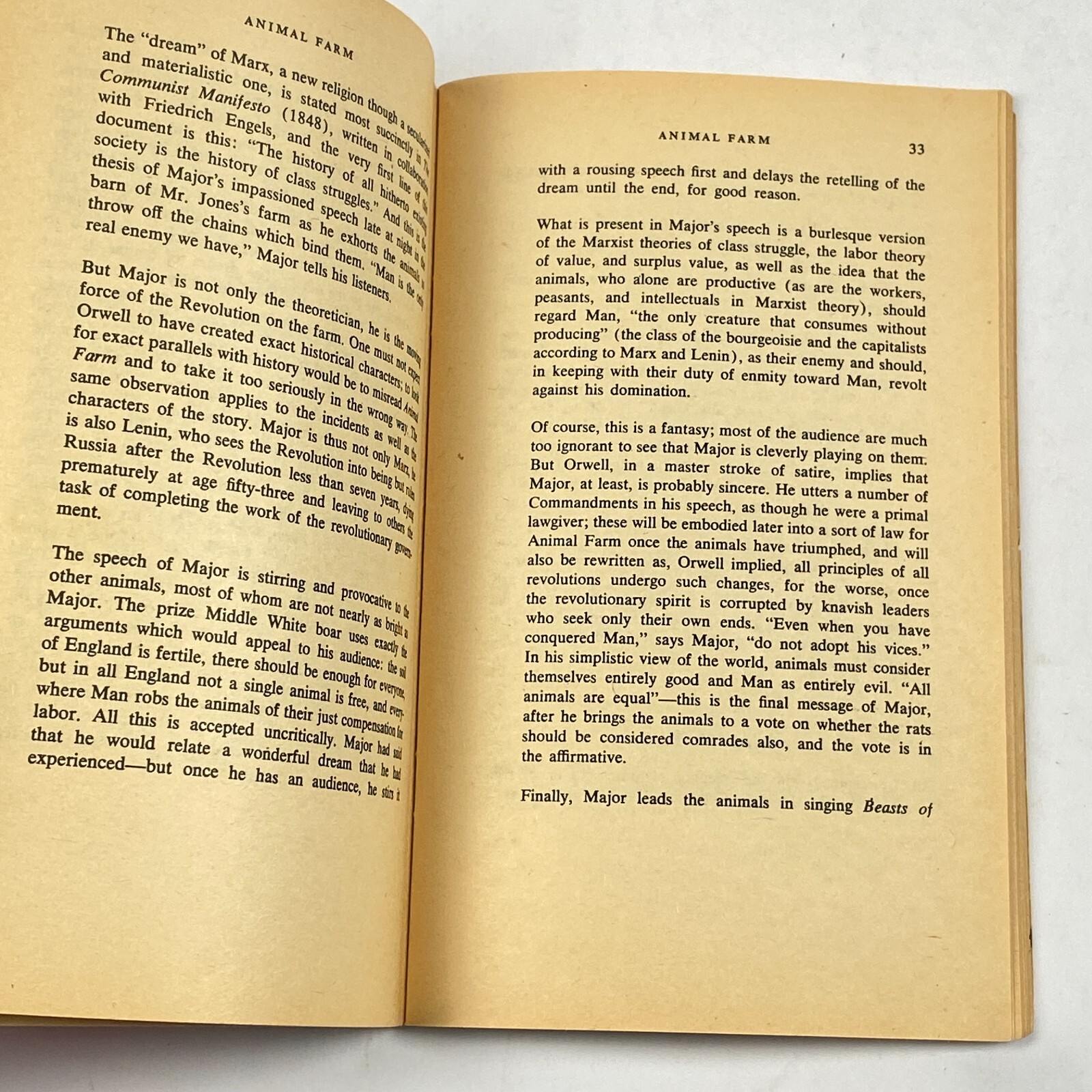 Animal Farm by George Orwell 1965 Monarch Notes Booklet #00718 Vintage