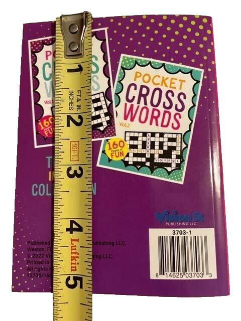 2 Pocket Cross Words Puzzle Books 5″ x 4″ vol. 1 and 2 by Vision St. 2022
