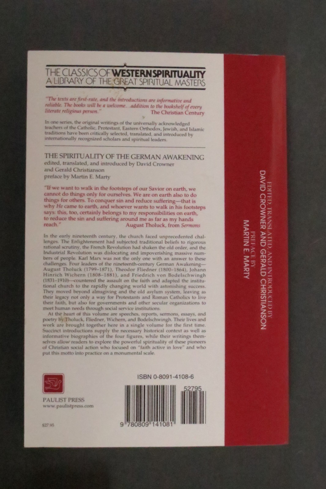 THE SPIRITUALITY OF THE GERMAN AWAKENING (CLASSICS OF By David Crowner & Gerald